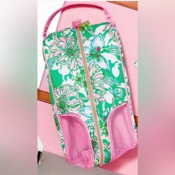 NWT/ NIP Lilly Pulitzer shoe bag, spearmint blossom views sz 7.25x 12L x 4.5 D - Picture 11 of 16